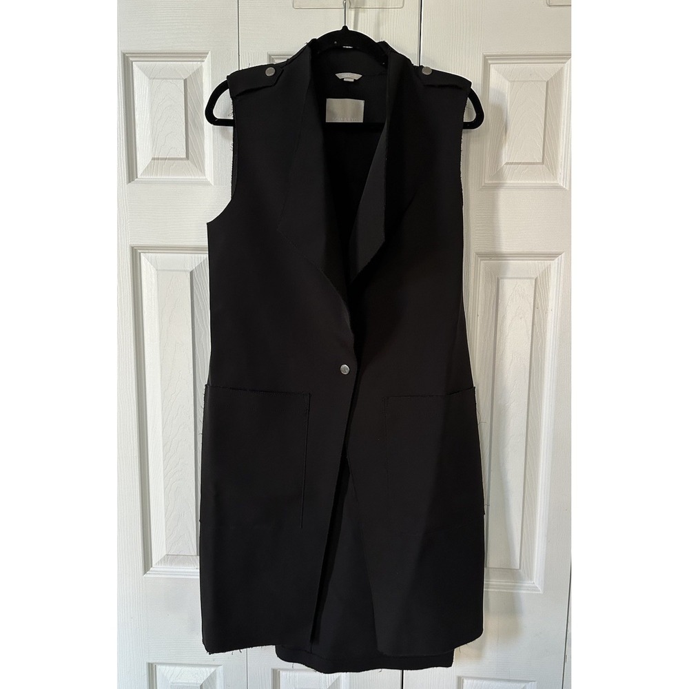 SOIA & KYO Cherilyn Black Long Sleeveless Vest Jacket Womens M NEW